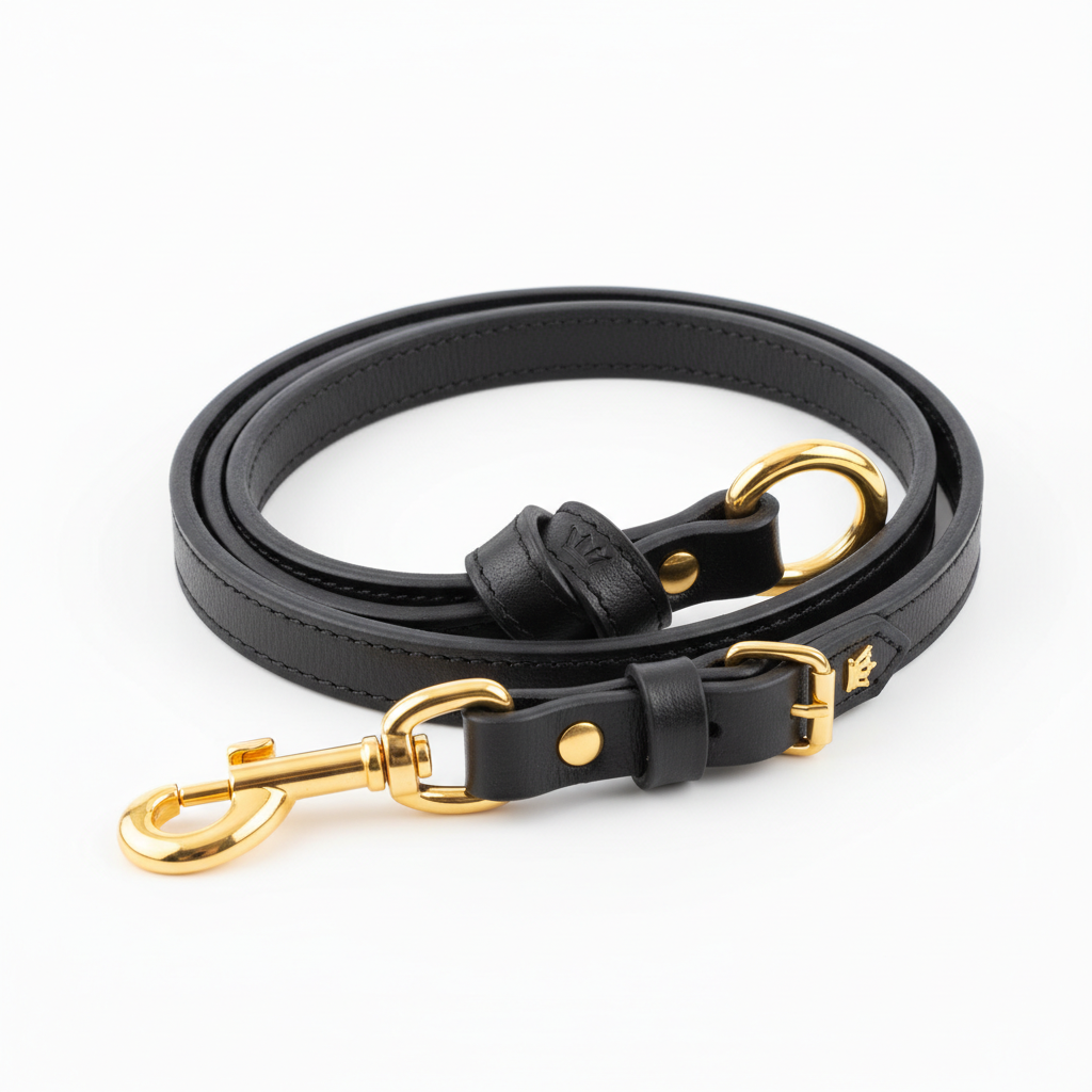Laisse Premium en Cuir Noir